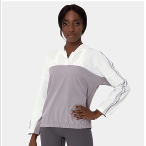 Color Block Hooded Button Front Contrast Trim Sports Sweatshirt